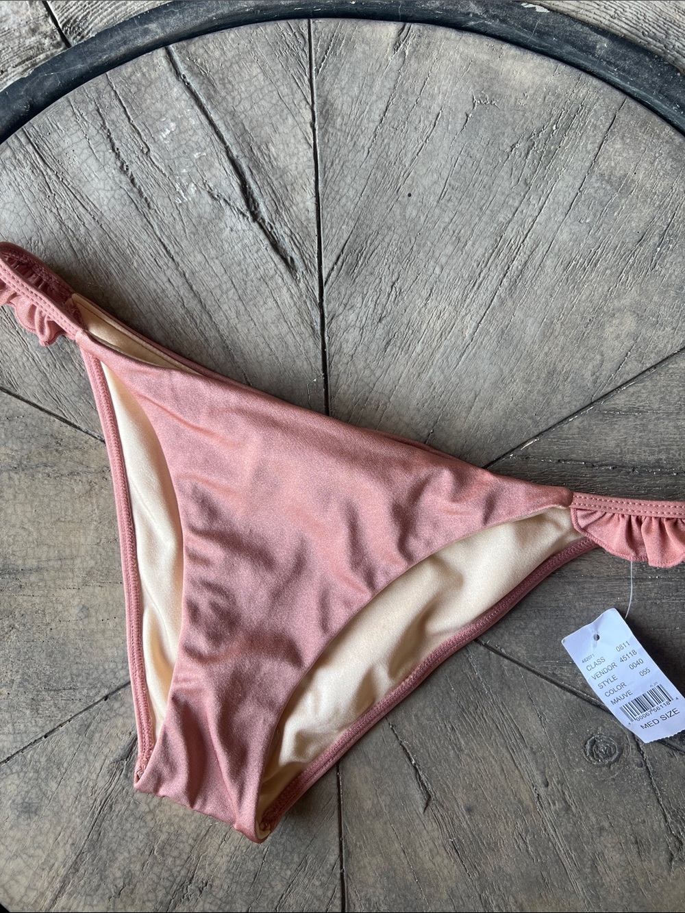 La Hearts Dusty Rose Bikini Bottom ruching back super cute Medium B35